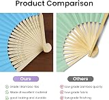 Leikedun 4 Pack Paper Fans Bamboo Folding Hand Fan White Pink Lake Blue Lavender view 4