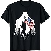 Big Foot Shirt - Bigfoot Sasquatch American Flag Patriotic T-Shirt