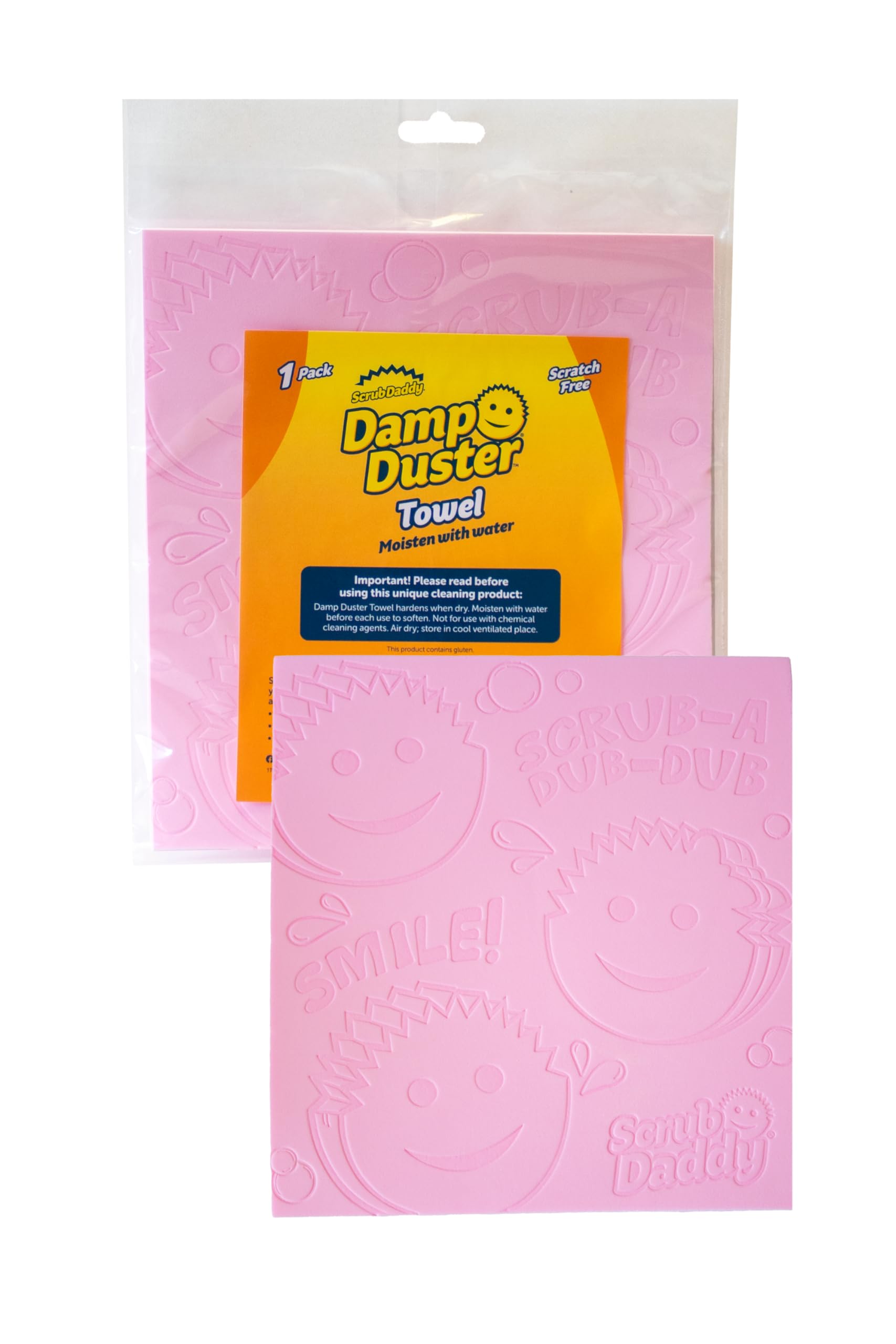 Photo 1 of Scrub Daddy Damp Duster Towel, Multipurpose Dusters for Cleaning - Venetian & Wooden Blind Cleaner, Ridged Dusting Sponge for Vents, Radiator, Skirting Boards, Mirrors - Home Cleaning Products, Pink