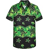Yoimira Hawaiian Shirts for Men, Print Mens Casual Short Sleeve Button Down Shirts Floral Aloha Beach Shirt
