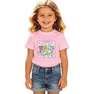 PolyBerry Bow First Day of School Shirts Kid Toddler Girls Back to School Outfits Pre-K Kindergarten 1st Grade T-Shirt Tees