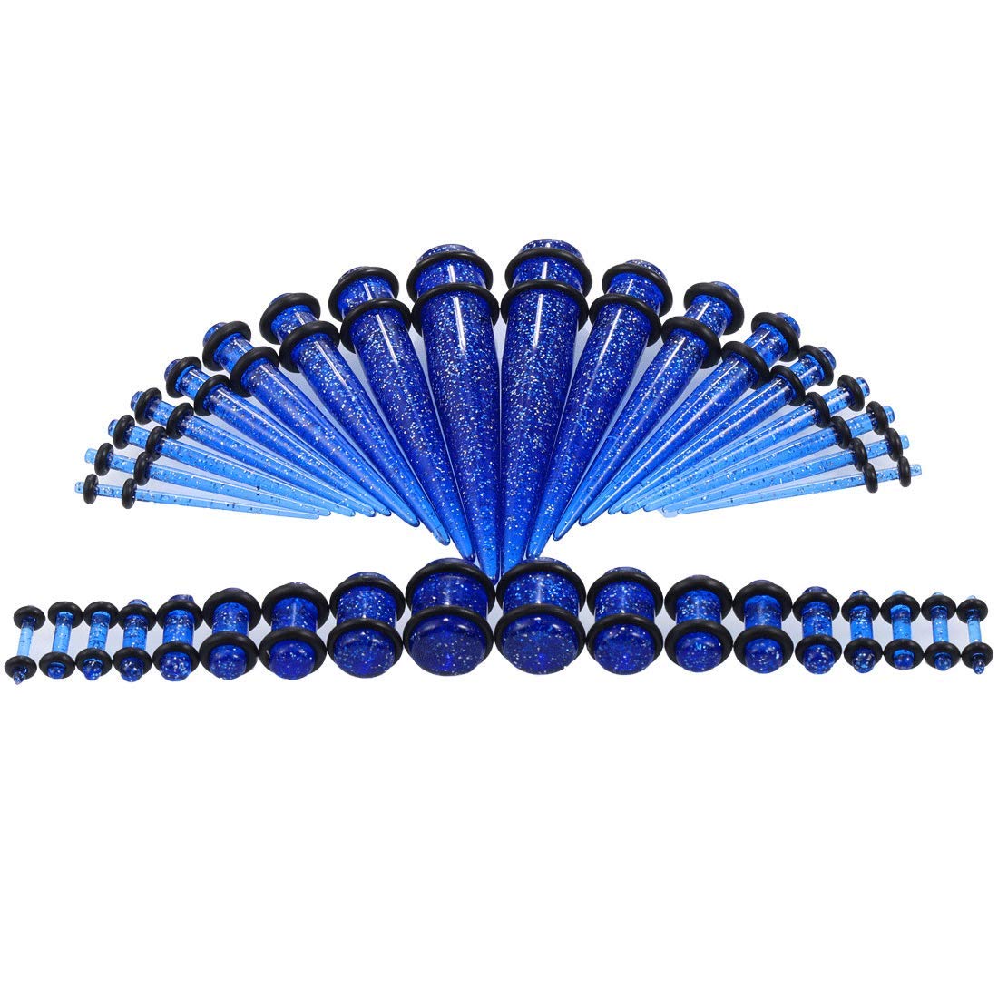 BOOM 36pcs Ear Stretcher, 18pcs Tapered Tunnel Ear Studs + 18pcs Acrylic Dilator Plug 1.6mm-10mm, Acrylic