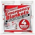 Emergency Blanket 4-Pack Space Mylar Blankets Survival Gear and Supplies Reusable Thermal Camping Hunting Essentials First Ai