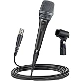 CAROL AC-900S XLR Wired Vocal Microphone – Dynamic Supercardioid Mic with Dual-Engine AHNC Noise Cancelling Tech for Singing, Karaoke, Stage & Studio, Includes Mic Clip, 14.8ft Cable & Switch - Black