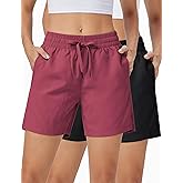 ZUTY 3 Pack 5" Womens Athletic Shorts Basic Running Shorts Lightweight Quick Dry Gym Workout Shorts with Pockets