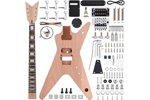 ZEFF DIY Electric Guitar Kit with Mahogany Body,6 Strings Electric Guitar Kits W/Maple Neck, Rosewood Fretboard, H-H Pickups, All Accessories Included,Floyd-rose