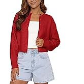 Alljoin Womens Cropped Cardigan Sweaters Y2K Button Up Knit Sweater Open Front Long Sleeve Crew Neck Casual Fall Outfits