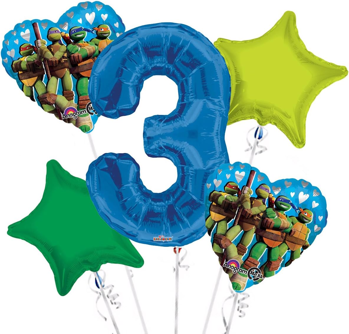 Ninja Turtles Balloon Bouquet 3rd Birthday 5 pcs - Party Supplies