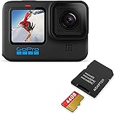 GoPro HERO10 Black + SD Card Bundle – Ecomm Packaging – Waterproof Action Cam, Front/Rear LCD Touchscreens, 5.3K60 UHD Video,