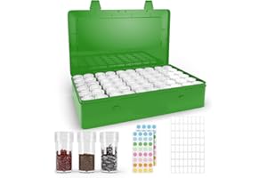 Seed Organizer Storage Box, Green Opaque Light Proof Seed Bank with 60 Transparent Bottles & Labels, Seed Holder Packet Organ