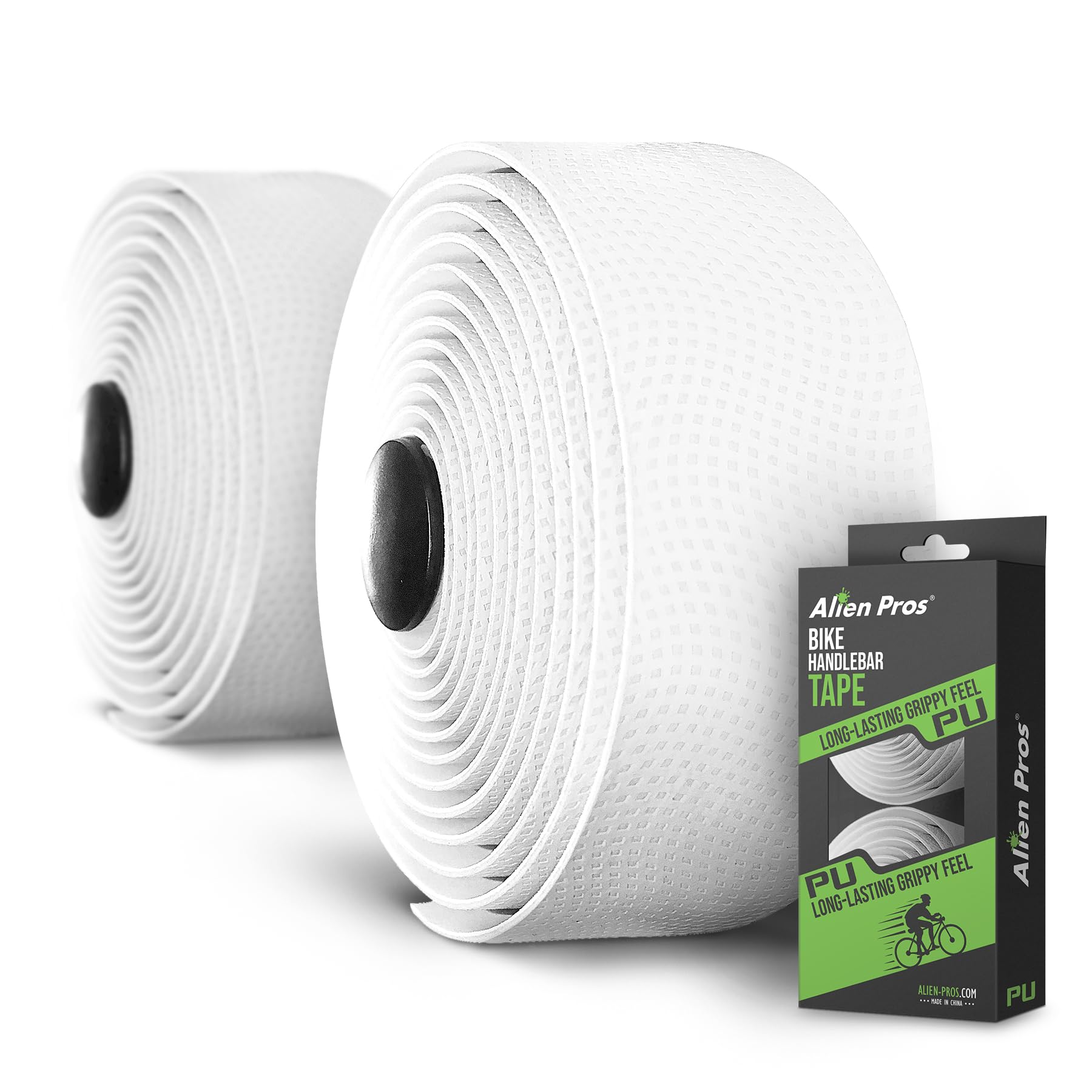 Alien Pros Bike Handlebar Tape PU (Set of 2) White - Enhance your bike grip with these bicycle handle bar tape - Wrap your bike for an awesome comfortable ride (Set of 2, White)