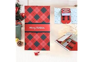Handcrafted Waterfall Christmas Greeting Card Booklet - Unique Pull-Tab Interactive Holiday Card with 5 Pull-Down Panels - Gi