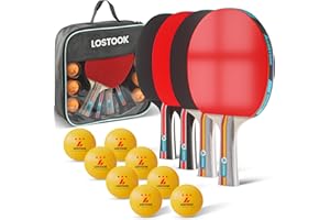 Lostook Professional Ping Pong Paddles Set of 2/4 with Portable Oxford Cloth Ping Pong Case and 3 Star Balls, Table Tennis Paddles for Adults and Family Outdoor Games