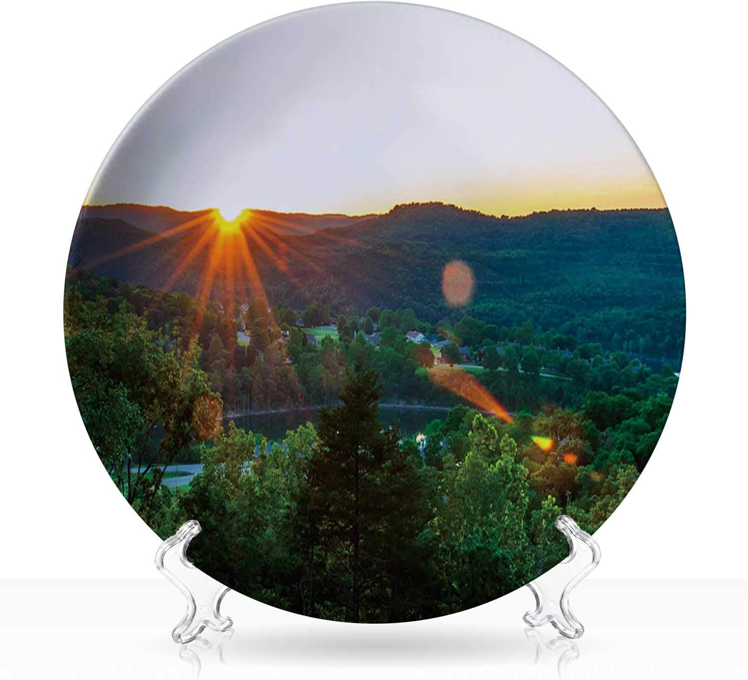 Eureka Springs Sunset,Indie Ceramic Decorative Plate Hipster,8 inch 6"Inch