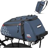 KEMIMOTO Rear Bike Rack Bag - 8L PVC Water Resistant Ebike Bags for Bicycle | Bicycle Trunk Pannier for Commuter Travel Shopping and Cycling Accessories, Reflective Strips, Lightweight (Blue)