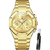 OLEVS Watches for Men Dress Stainless Steel Big face Waterproof Luxury Men’s Wrist Watch with Date Casual Blue/Black/Gold/Silver Reloj para Hombre