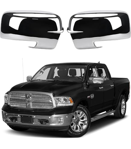 Coques De Rétroviseurs Noires Brillantes Pour Dodge Ram 1500 2013-2018 - Capuchons Clip-on, Côté Gauche Inclus