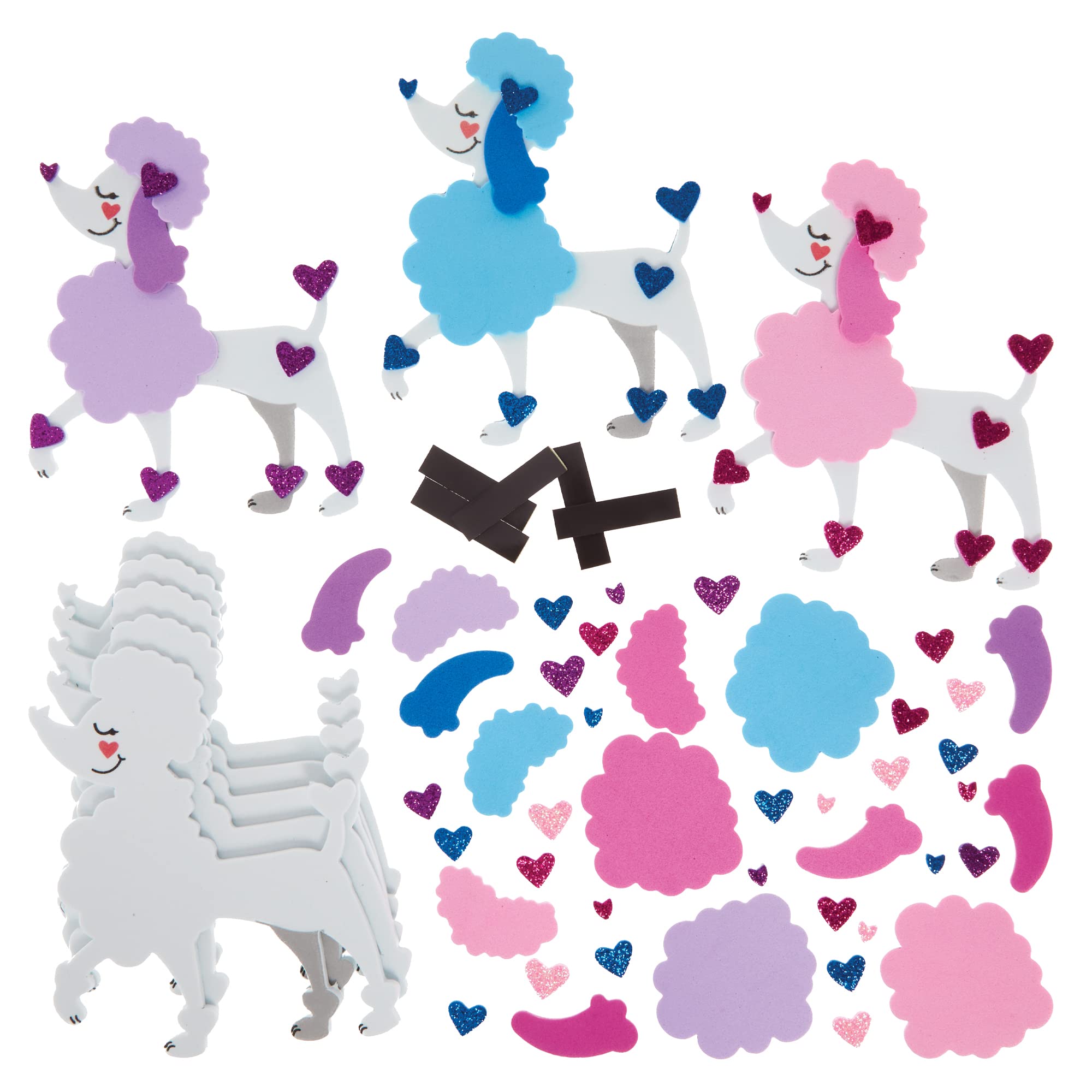 Baker Ross FX356 Love Heart Poodle Magnet Kits - Pack of 8, Valentine's Day Foam Craft Kit for Kids