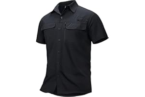 TACVASEN Men's Sun Shirts UPF 50+ Short Sleeve Shirts Button Up Cooling Quick Dry Hiking Fishing Shirts with Zip Pocket