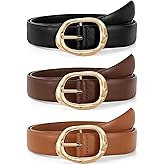 JASGOOD 3 Pack Women Belts for Jeans Pants Ladies Leather Waist Belt Casual Fashion Trend Belt for Women with Gold Buckle