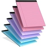 Legal Pads 8.5 x 11, 6 Pack Note Pads 8.5x11, Colored Legal Pads 8.5 x 11 College Ruled, 30 Sheets Per Writing Pads, Perforated Lined Paper Pads with Sturdy Backing, Notepads for School, Office, Home