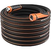Giraffe Tools Garden Hose 75ft x 5/8", Water Hose Heavy Duty, Flexible, Lightweight Hybrid Hose with Swivel Handle, Male to F