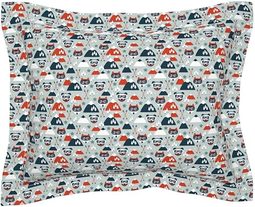 Amazon Com Roostery Pillow Sham Fox Retro Ski Winter Snow