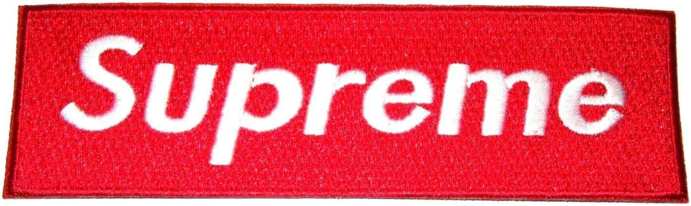 SUPREME SPORTS SKATEBOARD BIKER RACING ROCK MUSIC IRON ON/SEW ON EMBROIDERED PATCH 4 cm x 13.5 cm (H x W)