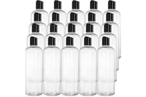 Peohud 20 Pack 16oz Clear Plastic Empty Bottles with Disc Top Flip Caps, Refillable Shampoo Bottles, Squeezable Travel Containers for Lotions, Cosmetics, Liquid Body Soap, Creams, BPA Free