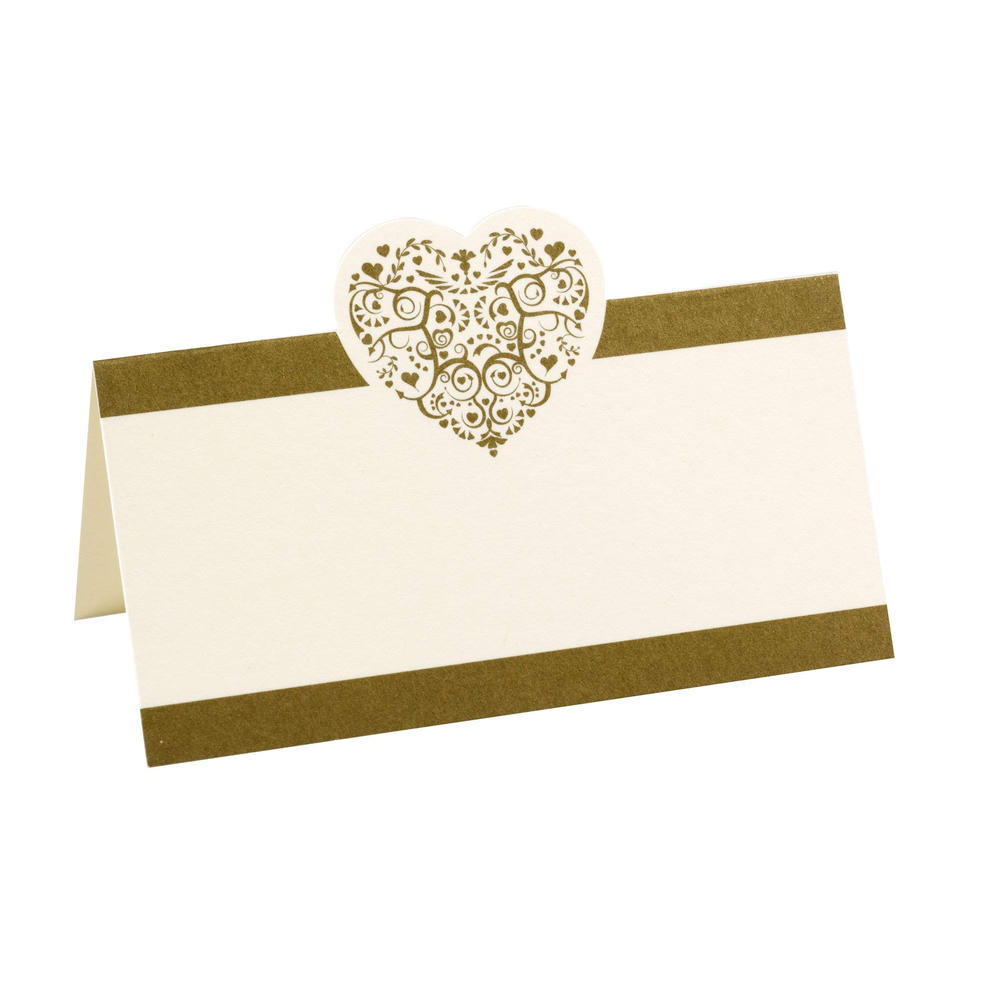 Neviti Vintage Romance-Place Card-Ivory/Gold, Paper, 9.5 x 5 x 0.2 cm