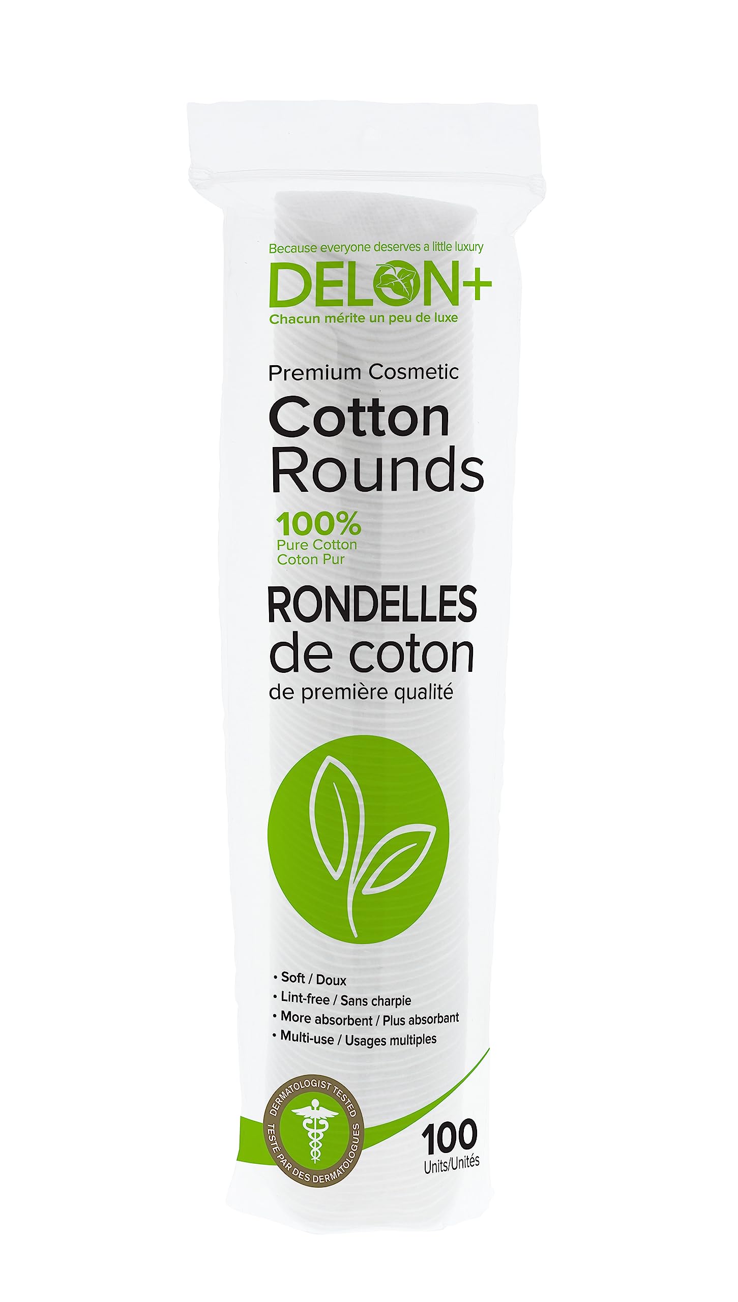 Photo 1 of 2 OF DELON Premium Cosmetic Cotton Rounds, 100 Count
