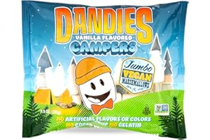 Dandies Jumbo Campers Vegan Marshmallows, No Artificial Flavorings, Food Dyes, Corn Syrup, or Gelatin, Perfect for Roasting, S’mores, or Snacking (Jumbo)
