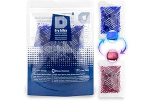 Dry & Dry [50 Packs] 10 Gram Blue Premium Indicating(Blue to Pink) Silica Gel Packets - Rechargeable(Upgraded)