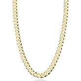 Miabella Italian 18K Gold Plated 925 Sterling Silver 7mm Cuban Link Curb Chain Necklace for Men Women, Made in Italy