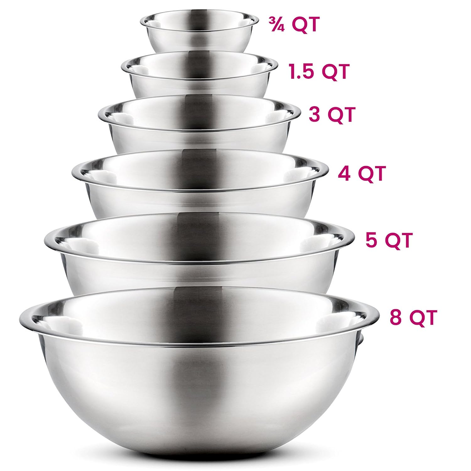 Mixing Bowls Cooking Supplies FDSK101 3 5 Set of 6 Stainless Steel Mixing Bowls by Finedine 1.5