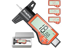 Preciva Tire Tread Depth Gauge, Digital Tire Depth Gauge with Large LCD Display and Inches, Millimeters, Fraction Conversion, Tread Depth Gauge Suitable for Thread Depth, Brake Shoe and Pad Wear