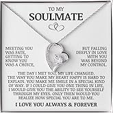 To My Soulmate, Meeting You Was Fate - Forever Love Necklace, Anniversary Present for Wife, Best Birthday Gift, Gift for Fiancée, Gift for Girlfriend, Romantic Jewelry Message Card for Future Wife