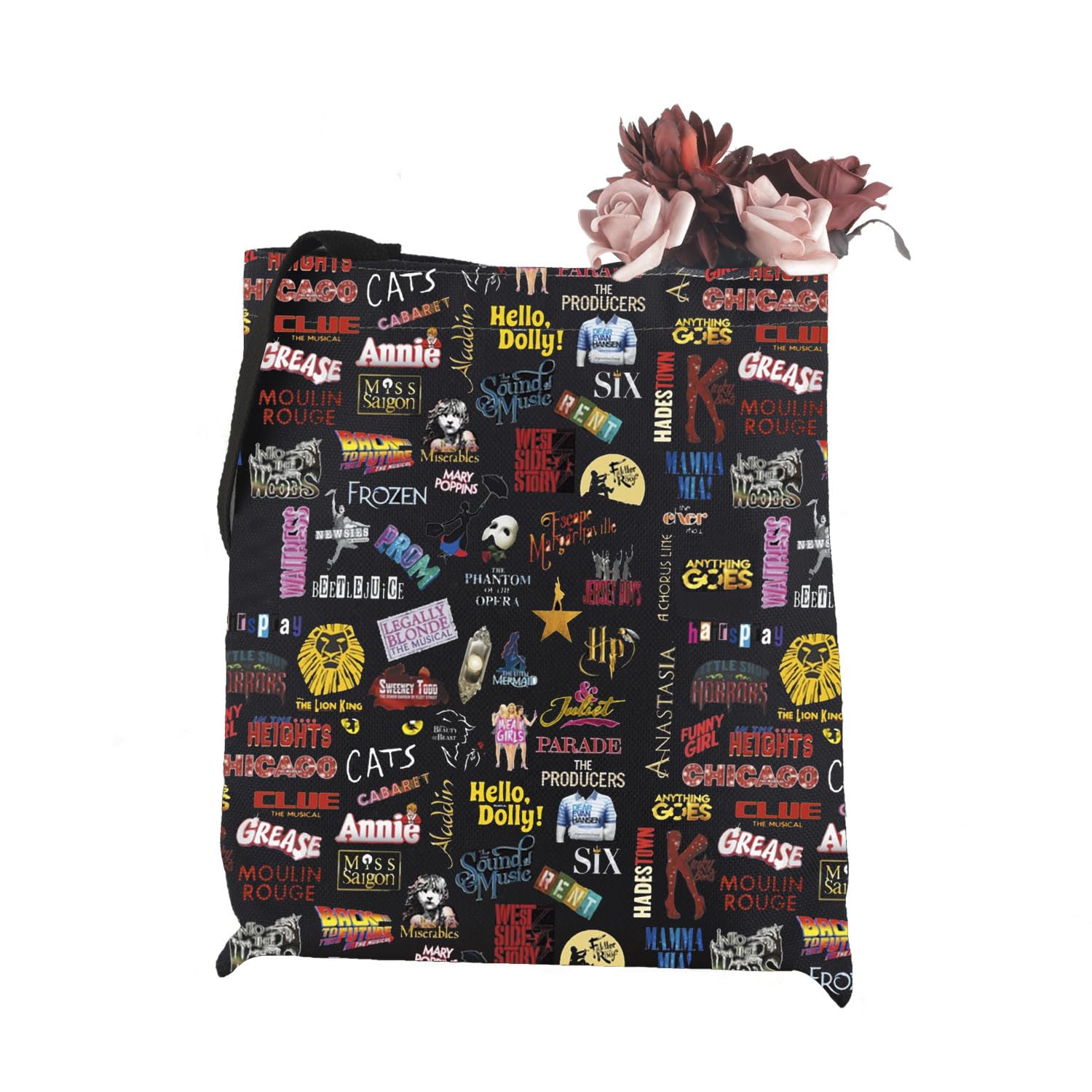 JTOUK Musical Theatre gift Broadway Musical Theater Shows Icons tote bag Broadway Enthusiast Gift (Musical Tote EU)