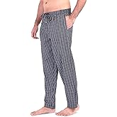 Plaid Pajama Pants for Men - 100% Cotton PJ Pants - Woven Sleepwear Lightweight Lounge Sleep Pants for Men