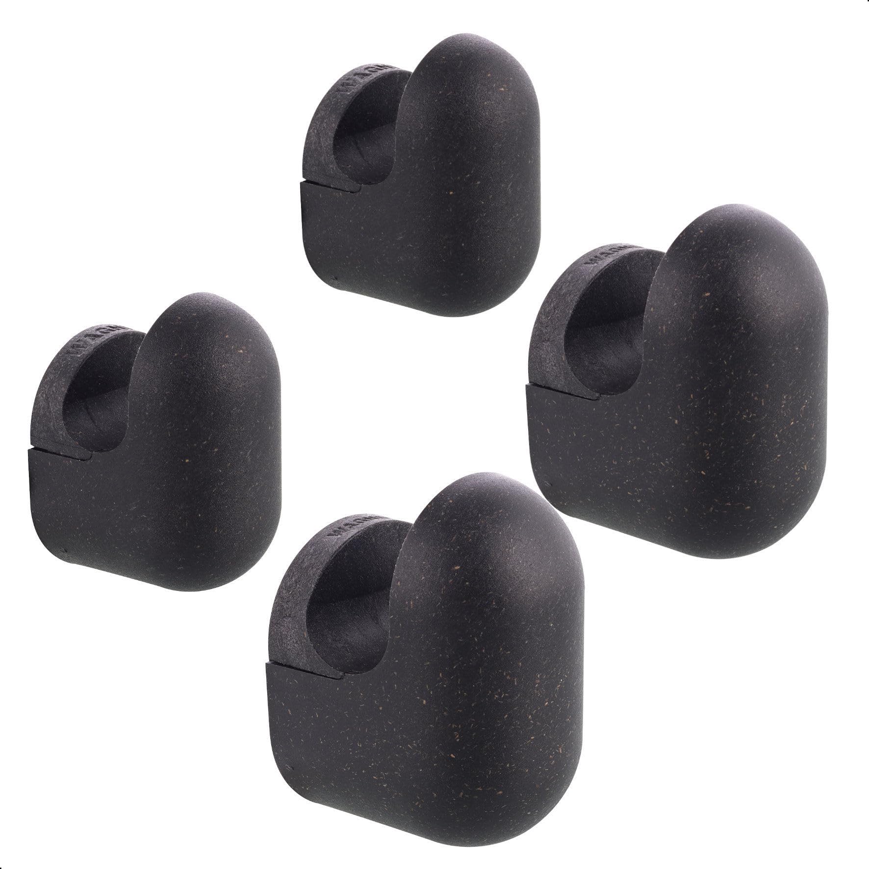 WAGNER - hooks4home - Design Wall Hooks Pill 4pcs. Set - 51 x 32 x 37 mm & 76 x 47 x 55 mm, for Clothes, Bags, Hats etc., Made of Recycled Organic Plastic, Black - Made in Germany - 17040124