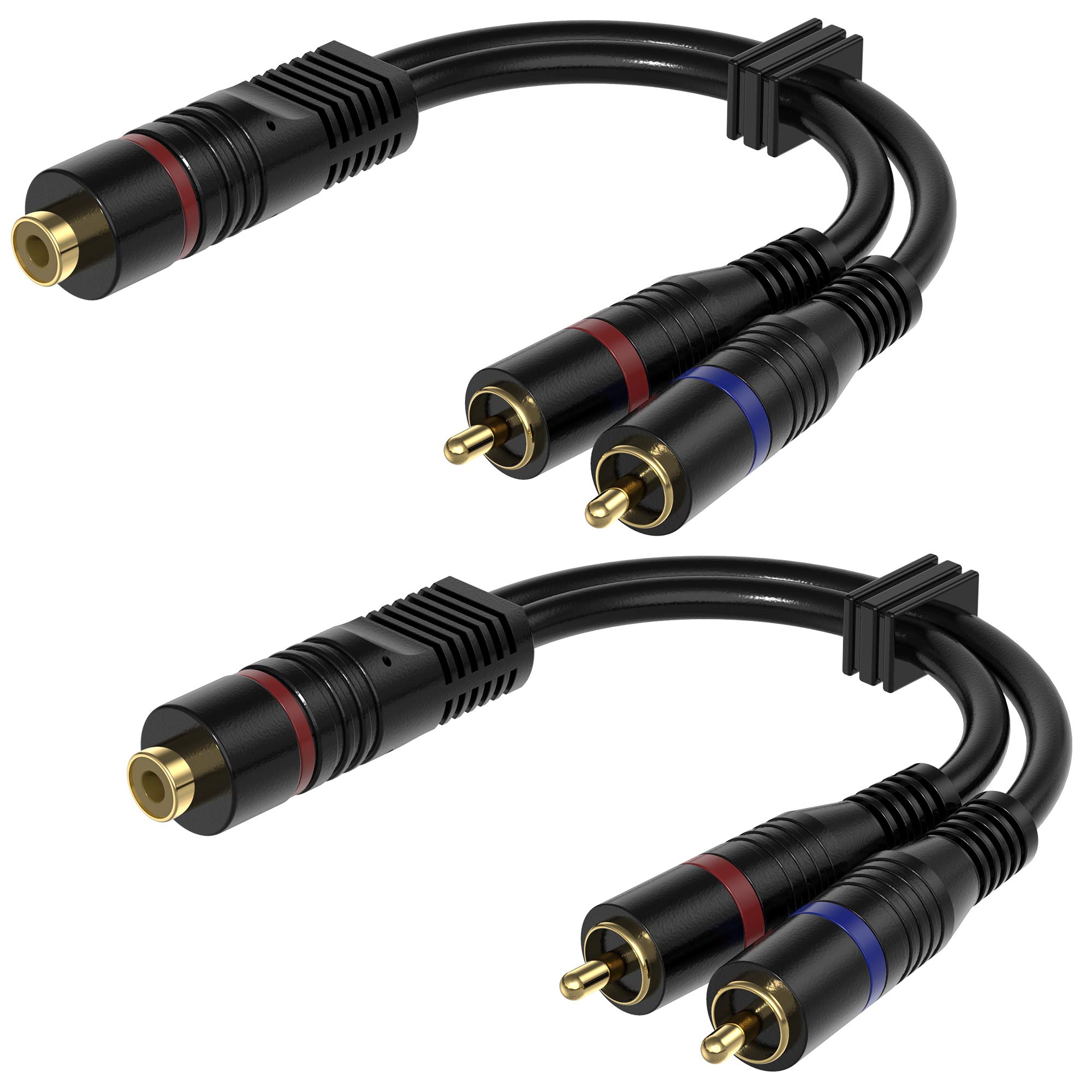 Subwoofer Cable Splitter, 2 Pack RCA Female to Dual RCA Male Y Splitter