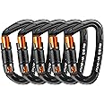 AINIKEY Climbing Carabiner Clips 25kN Auto Locking Carabiner, Professional Heavy Duty Large Locking Carabiner Clips for Rock/Ice Climbing Rappelling Rescue Swing etc, D Shaped, Large Size
