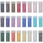 INSPIRELLE Uniform 120 Gram 12/0 (2mm) Cylinder Glass Seed Beads for Craft Jewelry Making, 24 Color-Lined Clear AB Colors