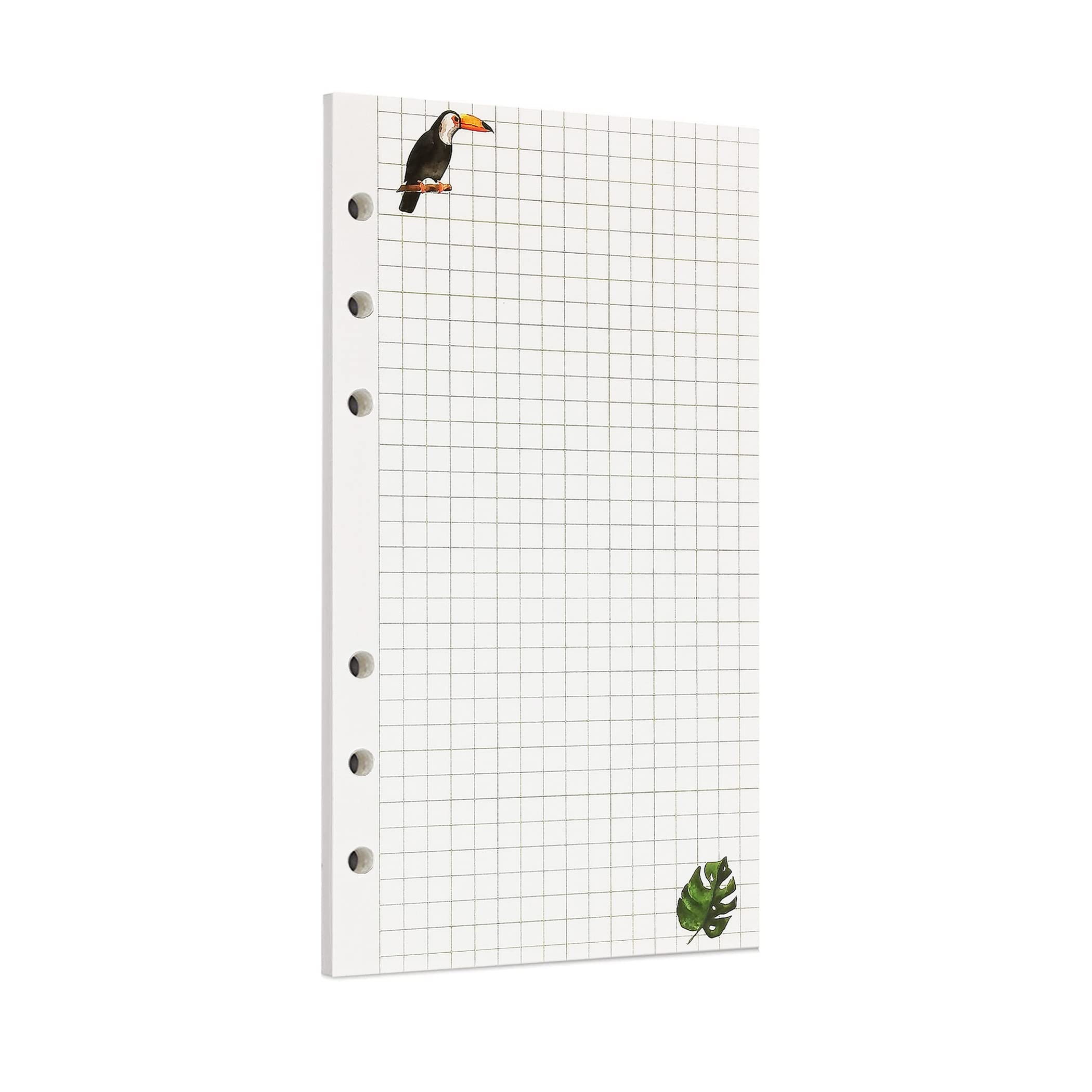 Zelten 45 Sheets 90 Pages Colorful Loose Leaf Punched Paper Refills Paper for 6 Hole Binder Personal Organizer Diary Notebook Refillable Planner (A6, Rainforest Squared)