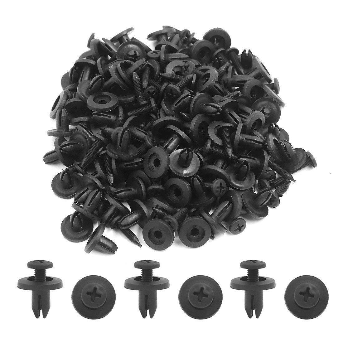 uxcell 50 Pcs 9mm Hole Retainer Clips Plastic Drive Rivets Mud Flaps