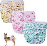 Aomig Reusable Dog Nappies 3 Pcs Absorbent Washable Female Pet Diapers L