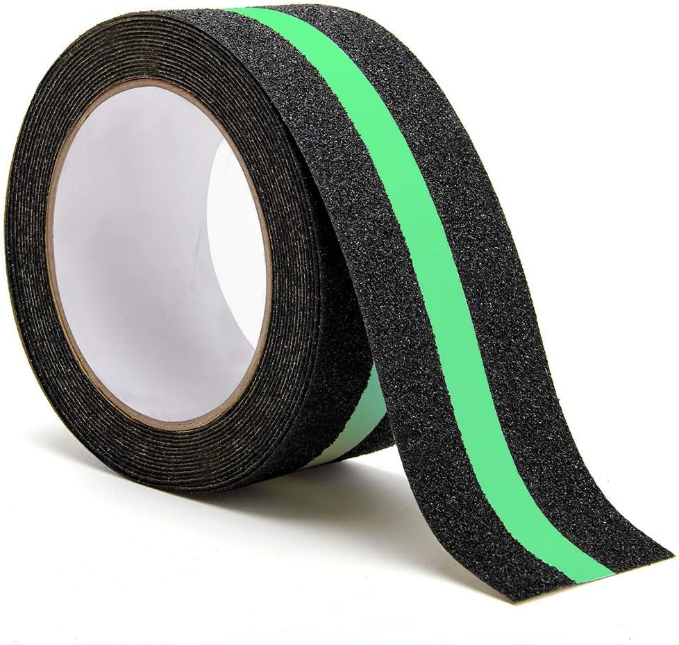 STORE77 Fluorescent PVC Plastic Glow in The Dark Anti-Slip Indoor and Outdoor Strips Non-Slip Stair Treads Tape (5 x 5 m, Random Colour)