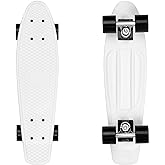Retrospec Quip Mini Cruiser Skateboard 22.5" Classic Retro Plastic Cruiser Complete Skateboard with ABEC 7 Bearings and PU Wheels Compact Board w/Grippy, Molded Waffle Deck