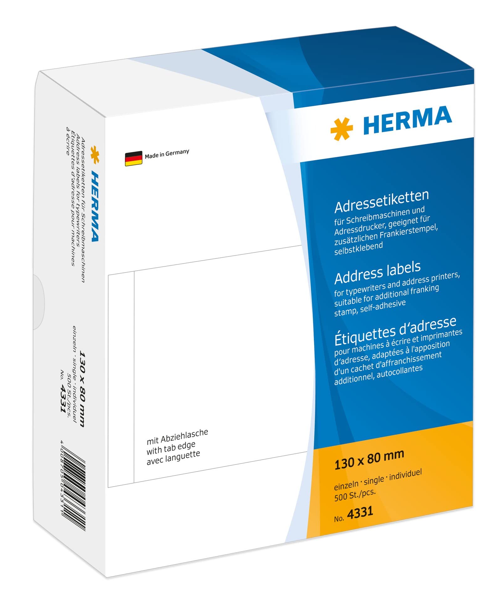 Herma 130 x 80 mm Paper Matt Address Labels - White (Pack of 500) — image 1