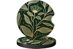 Oppsviust Car Cup Holder Coaster, Car Coasters for Cup Holders, 2PCS Universal Anti Slip Car Assecories, 2.75in Cute Car Coasters with A Finger Notch, Rubber Car Cup Mat for Women Wen(Tropical Leaf)